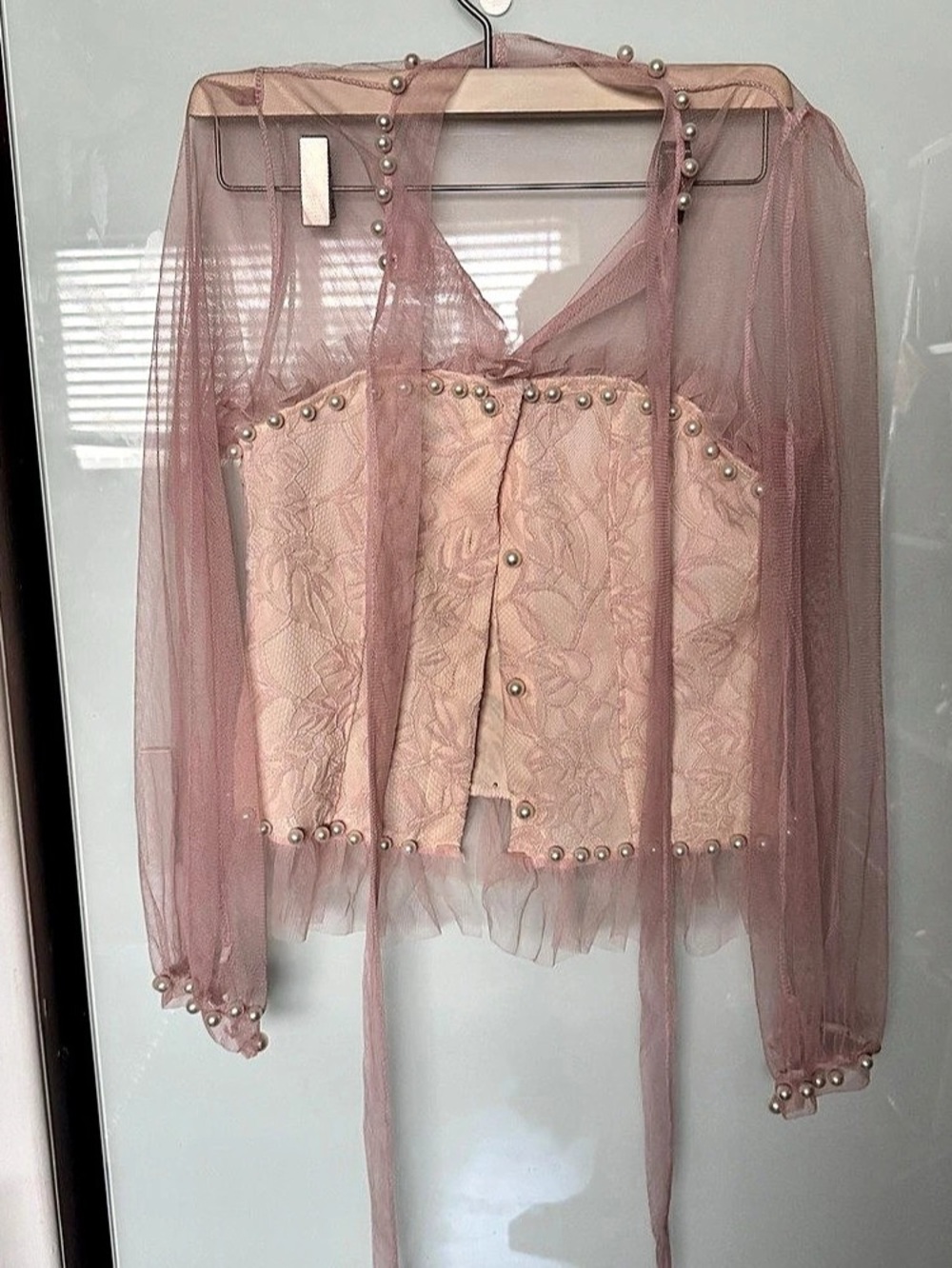 Pink Sheer Floral Blouse Like New